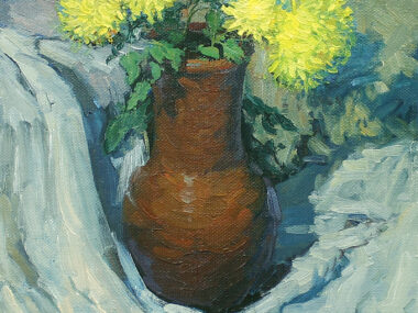 Натюрморт с жёлтыми хризантемами